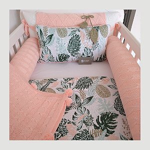 Kit Berço Tricot menina Folhagens TD - 6 peças