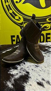 Botina Fazendeiros Vip Couro Legitimo Café Camurça