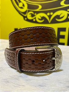 Cinto Americano em Couro Legítimo - Amêndoa 101