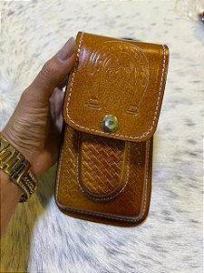 Bainha de Couro para Celular e Canivete - Ferradura