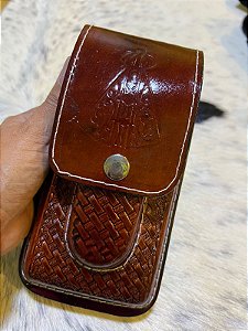 Bainha de Couro para Celular e Canivete Castor - Nossa Senhora