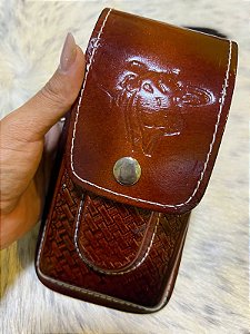 Bainha de Couro para Celular e Canivete Castor - Boi