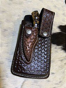 Bainha de Celular Couro Legítimo com Faca Campeira BCF03