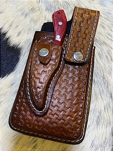 Bainha de Celular Couro Legítimo com Faca Campeira - BCF02