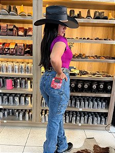 Calça Carpinteira Feminina Pura Raça Delavê