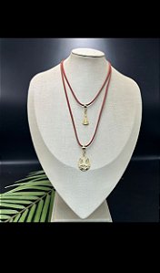Chocker Dupla com Pingente de Nossa senhora e Ferradura com bota