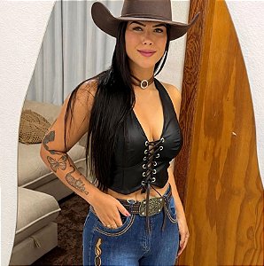 Cropped Lorrane Courino Trançado Preto