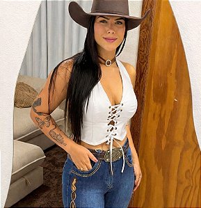 Cropped Lorrane Courino Trançado Branco