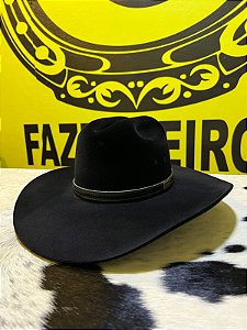 Chapéu Country Aveludado Arizona Aba 12 - Preto