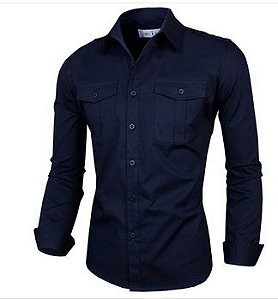 CAMISA SOCIAL SLIM PREMIUM ESTILO EUROPEU MILITAR