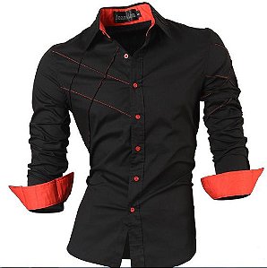 Camisa Social Slim Estilo Asia Ocidental