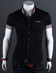 Camisa Social Slim Fit Manga Curta Estilo Britânico - Lojas Norton