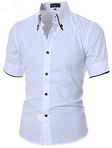 camisa social slim masculina manga curta