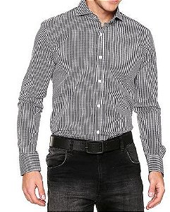 Camisa Micro Vichy Noblemen's Preto/Branco