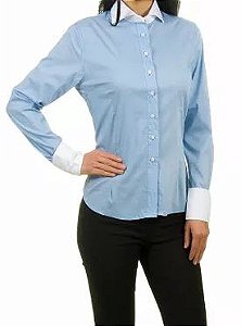 camisa social feminina azul bebe