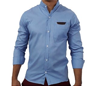 Camisa Social Sarja Masculina Gola Padre
