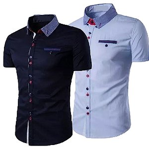 Kit 2 Camisas Manga Curta Masculina Estilo Inglaterra