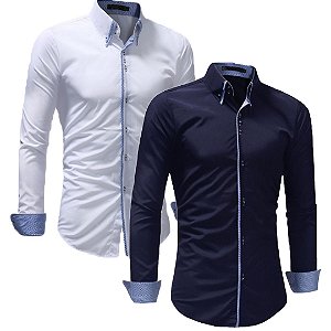 Kit 2 Camisa Slim Masculina Estilo Londres