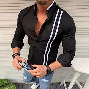 Camisa Social Slim Masculina Mandarim Estilo Las Vegas