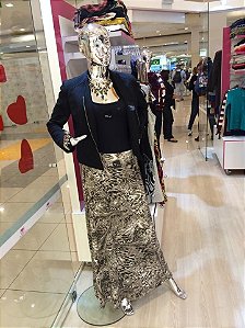 Conjunto Blazer Preto Bluza Preta e Saia