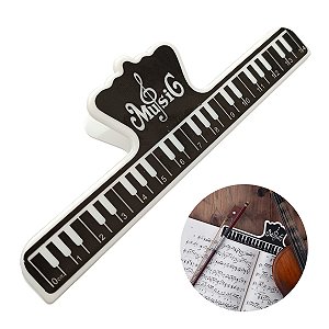 Grampo Predendor para Partituras Tematico Piano Preto