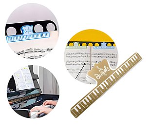 Grampo Predendor para Partituras Tematico Piano Dourado
