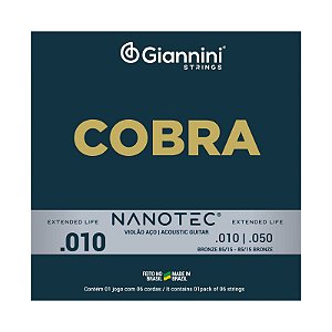 Encordoamento Serie Cobra Bronze 85/15 Nanotec Violão 0,10