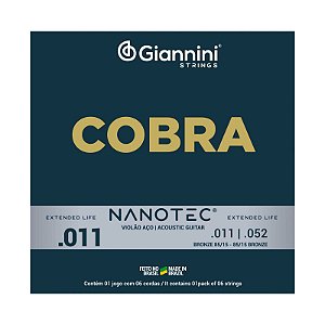 Encordoamento Serie Cobra Bronze 85/15 Nanotec Violão 0,11