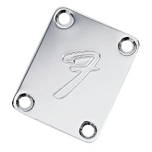 Neck Plate Fender Letra F Cromado com Parafusos