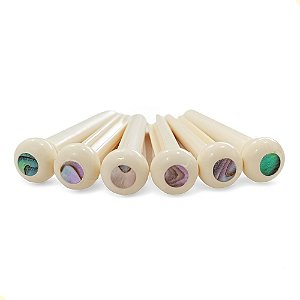 Pinos para Violão Aço com Madre Perola Branco 6 Un.