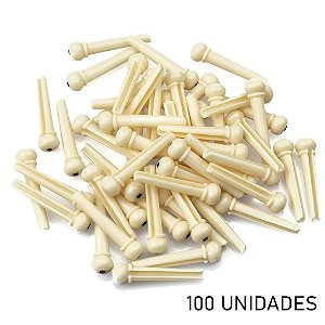 Pinos Plástico ABS Branco para Violão Aço 100 Un.