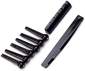 Kit 6 Pinos Rastilho Nut Pestana Violão Pino Ponte Preto