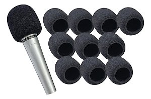 Espuma Para Microfone Grande Uso Profissional Preto 10un.