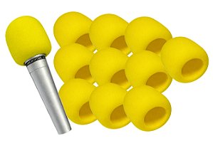 Espuma Para Microfone Grande Uso Profissional Amarela 10un.