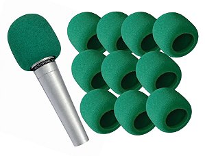 Espuma Para Microfone Grande Uso Profissional Verde 10un.