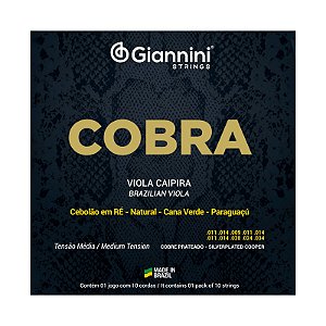 Encordoamento Viola Média Giannini Cobra Cobre Cebolão Ré
