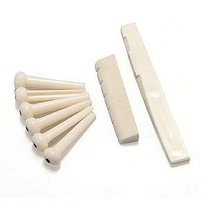 Kit 6 Pinos Rastilho Nut Pestana Violão Pino Ponte Branco
