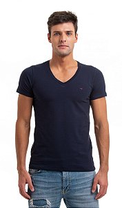 Camiseta elastano manga curta azul marinho