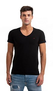 Camiseta elastano manga curta preto