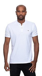 Camiseta henley slim fit branca