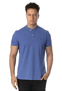 Camiseta henley slim fit azul royal mesclado