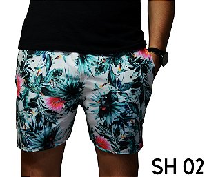 Short Praia Masculino Moda 2019 Floral Tropical Pássaros