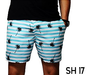 Short Praia Piscina Masculino Coqueiro Listrado Moda 2019