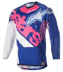 Camisa Alpinestars Motocross Techstar Venom 18 Azul Rosa