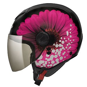 CAPACETE ABERTO FEMININO PEELS FREEWAY BLOOM PRETO ROSA