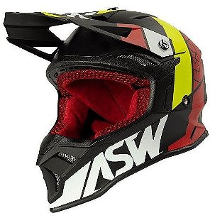Capacete Motocross Cross ASW Fusion 2 Seecker Vermelho Preto
