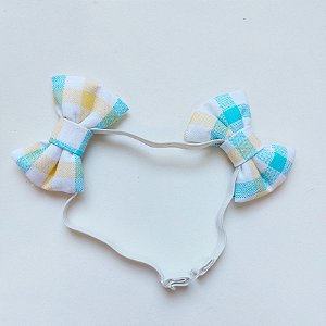 Laço pet tiara xadrez para pelo curto