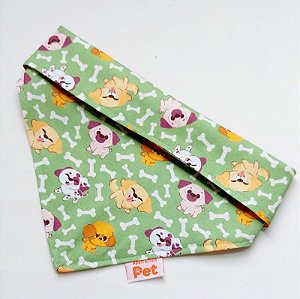 Bandana pet com estampa Doguinhos - Dupla face