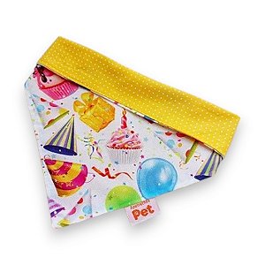 Bandana para pet Feliz aniversário - Dupla face