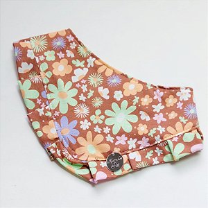 Bandana pet Floral com tecido em malha de algodão - Estampa Vintage